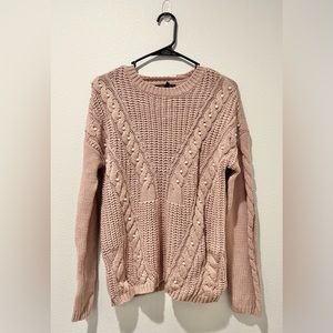 5/$10! Olivia Sky Knitted Mauve Pearl Sweater Size Small